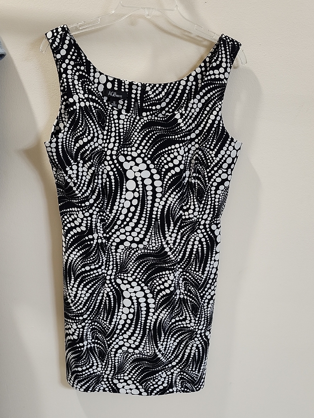 AGB Black & White Swirl Dot Sheath Mini Dress